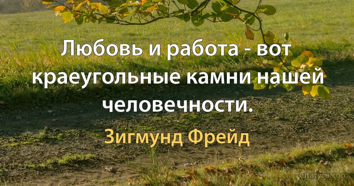 Любовь и работа - вот краеугольные камни нашей человечности. (Зигмунд Фрейд)