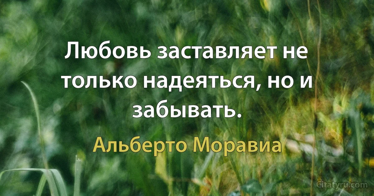 Любовь заставляет не только надеяться, но и забывать. (Альберто Моравиа)