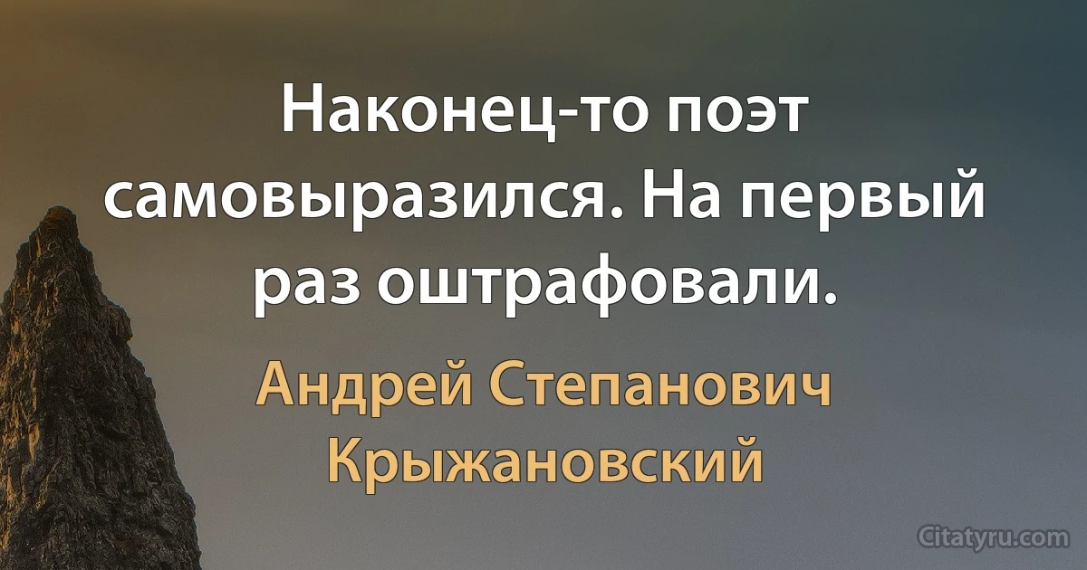 Наконец-то поэт самовыразился. На первый раз оштрафовали. (Андрей Степанович Крыжановский)