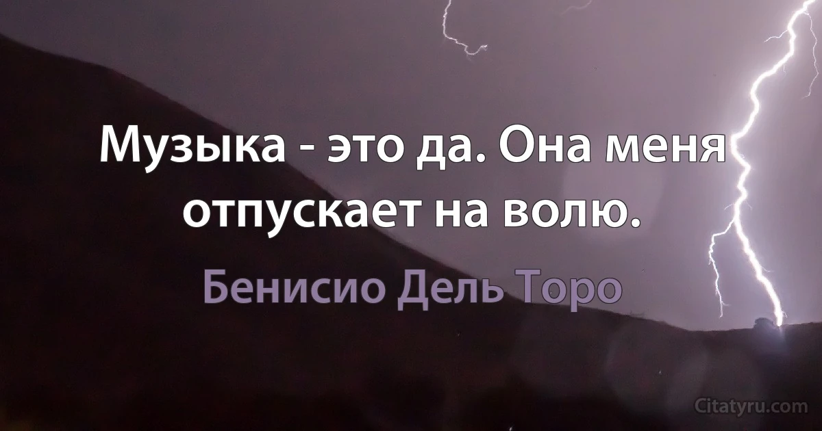 Музыка - это да. Она меня отпускает на волю. (Бенисио Дель Торо)