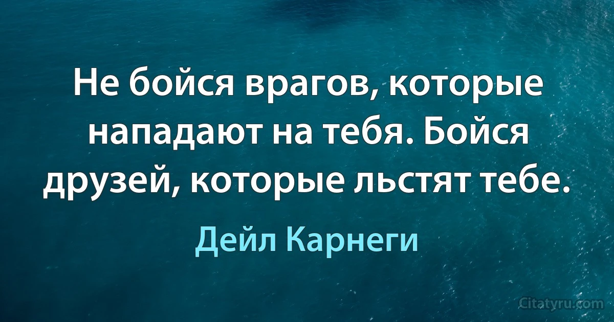 Не бойся врагов, которые нападают на тебя. Бойся друзей, которые льстят тебе. (Дейл Карнеги)