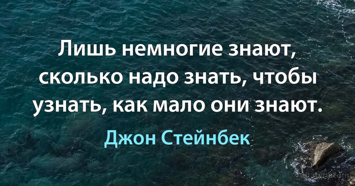 Лишь немногие знают, сколько надо знать, чтобы узнать, как мало они знают. (Джон Стейнбек)