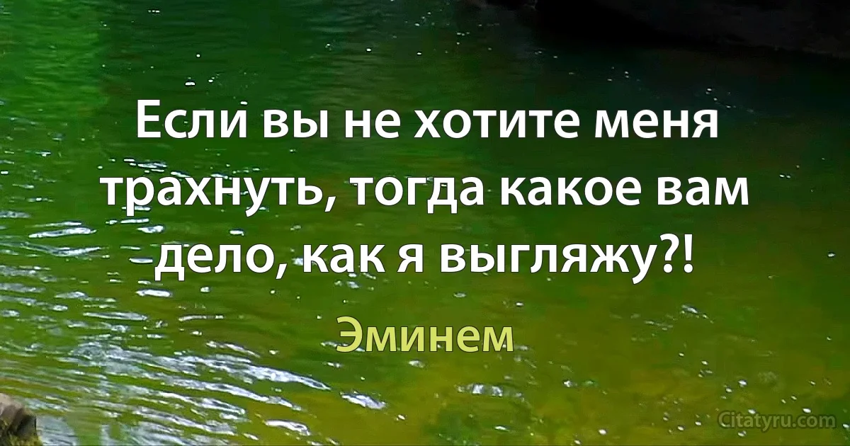 Если вы не хотите меня трахнуть, тогда какое вам дело, как я выгляжу?! (Эминем)