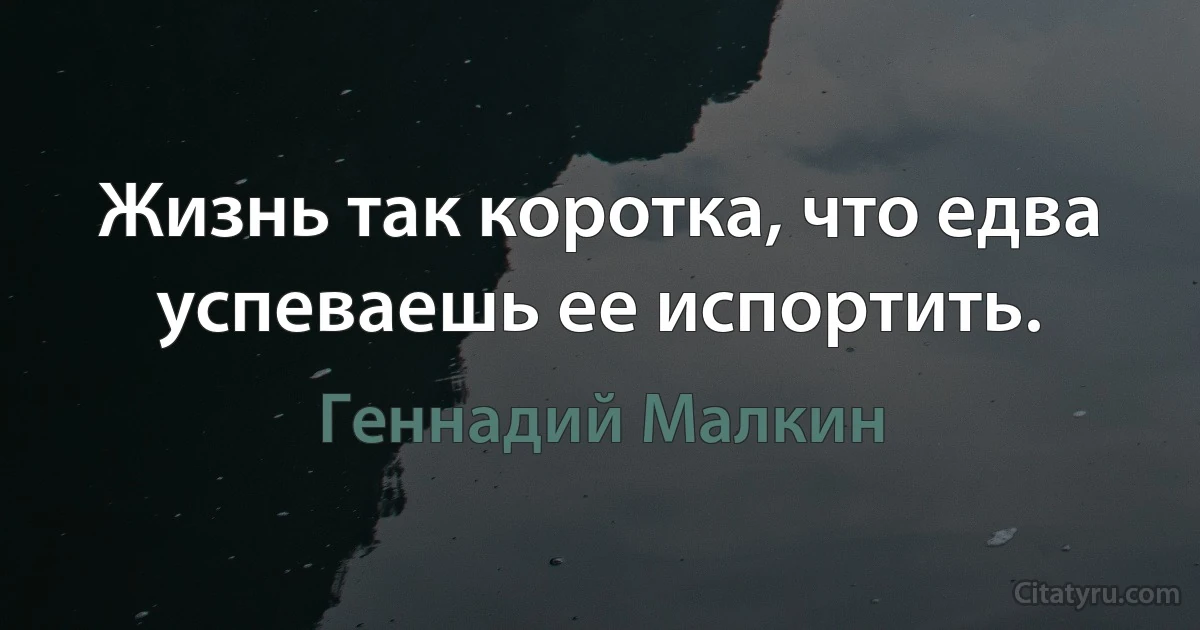 Жизнь так коротка, что едва успеваешь ее испортить. (Геннадий Малкин)