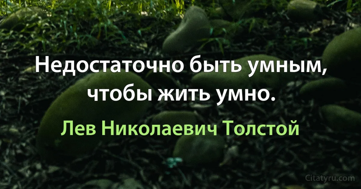 Недостаточно быть умным, чтобы жить умно. (Лев Николаевич Толстой)