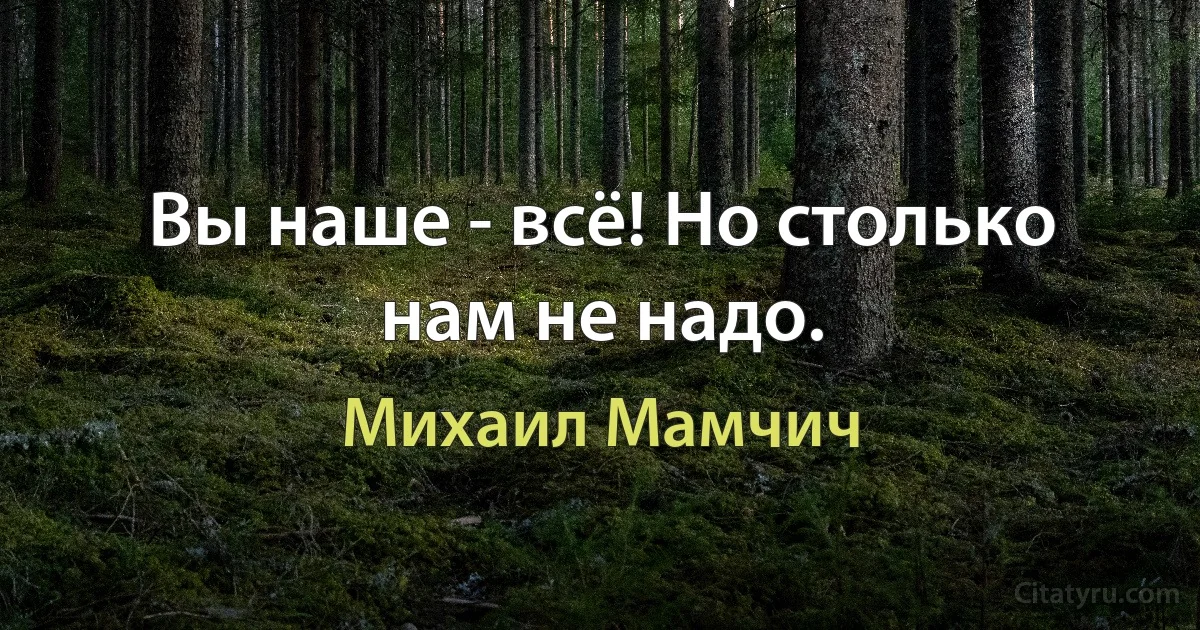 Вы наше - всё! Но столько нам не надо. (Михаил Мамчич)