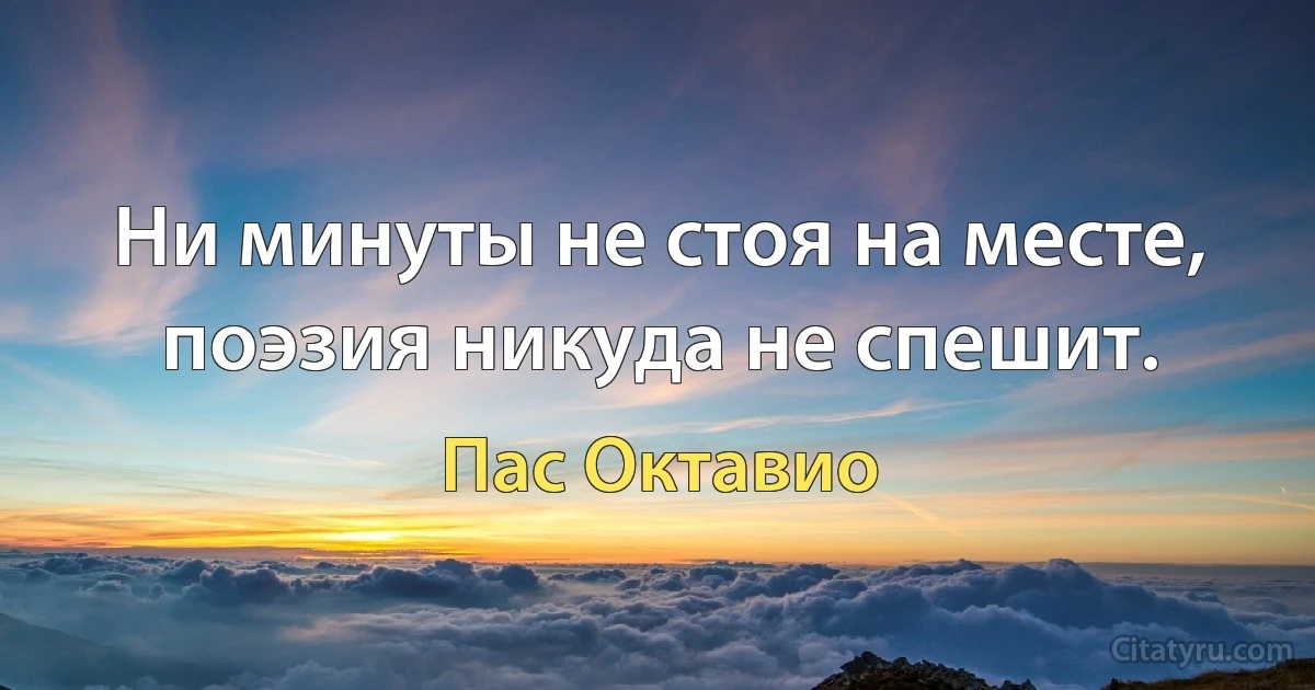 Ни минуты не стоя на месте, поэзия никуда не спешит. (Пас Октавио)