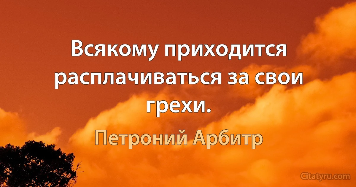 Всякому приходится расплачиваться за свои грехи. (Петроний Арбитр)