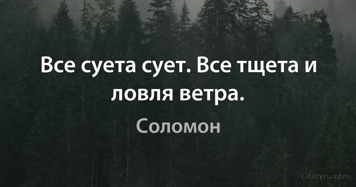 Все суета сует. Все тщета и ловля ветра. (Соломон)