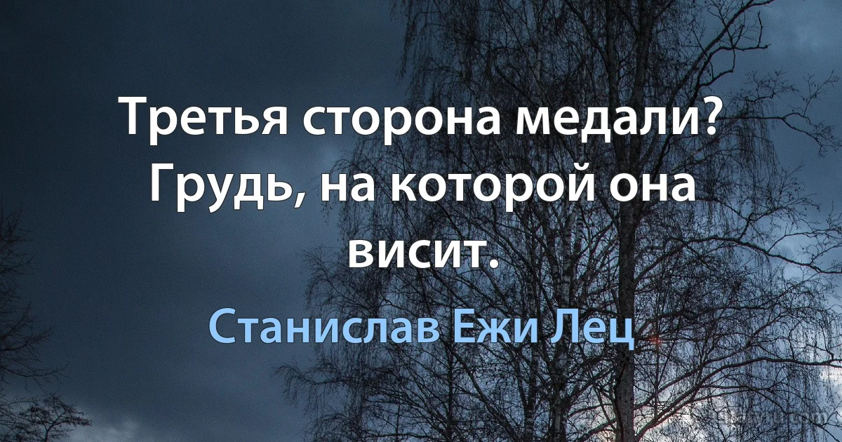 Третья сторона медали? Грудь, на которой она висит. (Станислав Ежи Лец)