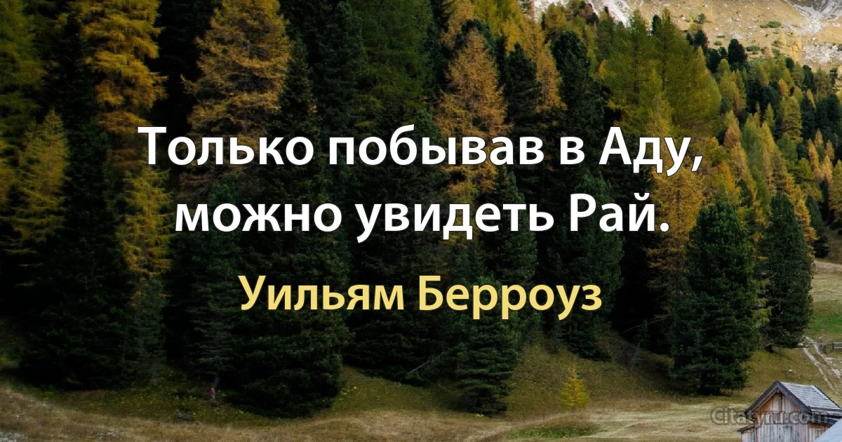 Только побывав в Аду, можно увидеть Рай. (Уильям Берроуз)