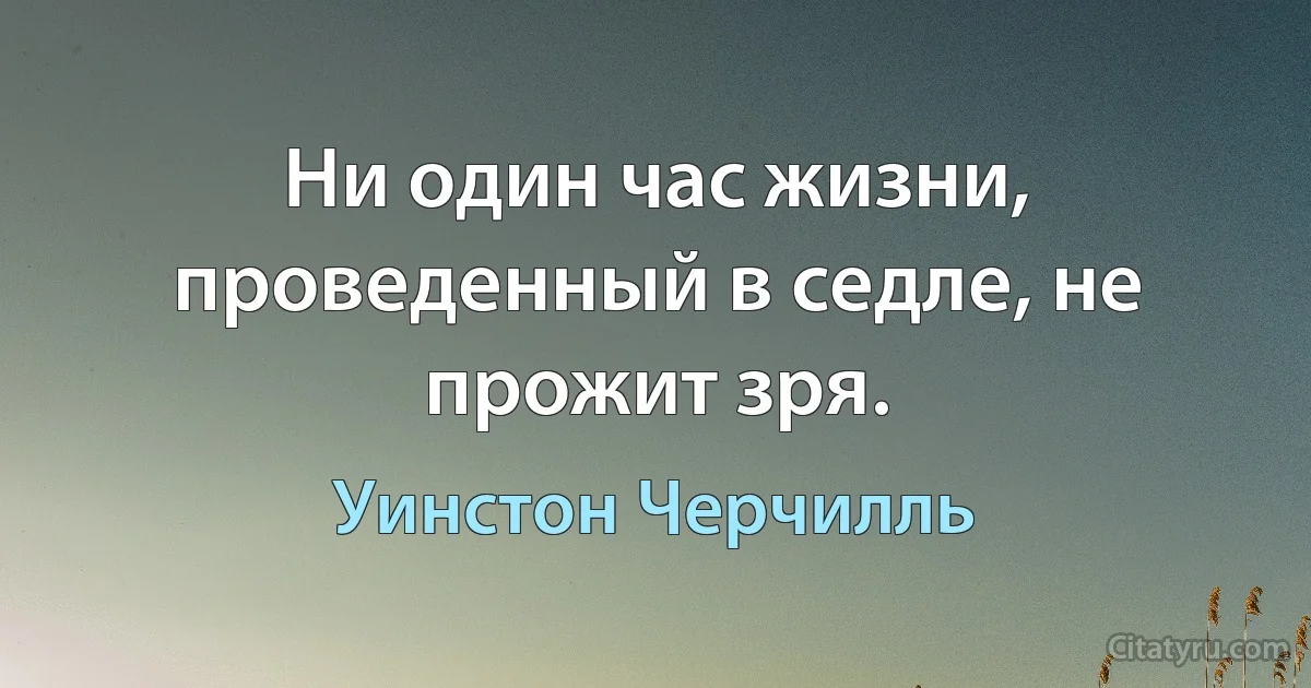 Ни один час жизни, проведенный в седле, не прожит зря. (Уинстон Черчилль)