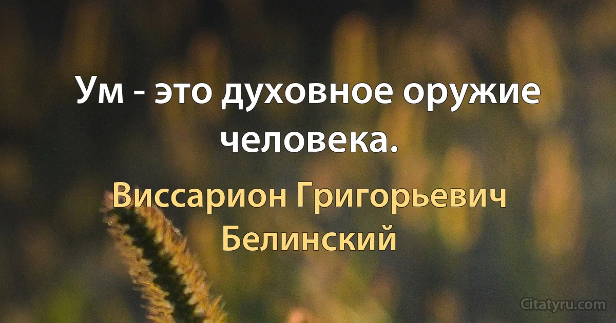 Ум - это духовное оружие человека. (Виссарион Григорьевич Белинский)