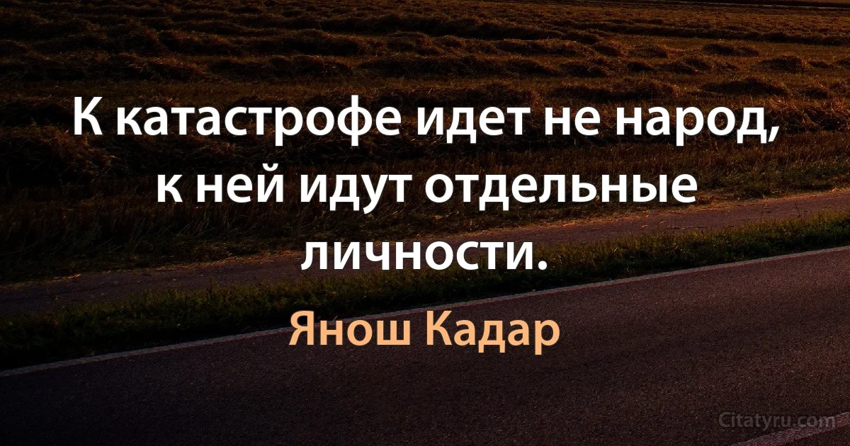 К катастрофе идет не народ, к ней идут отдельные личности. (Янош Кадар)