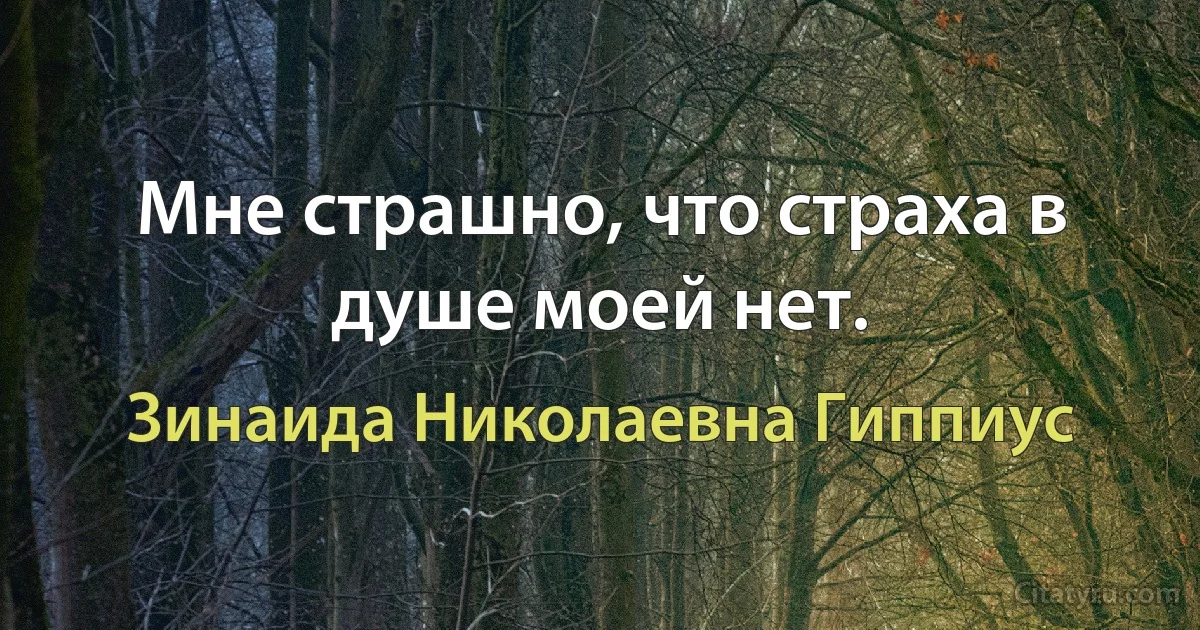 Мне страшно, что страха в душе моей нет. (Зинаида Николаевна Гиппиус)