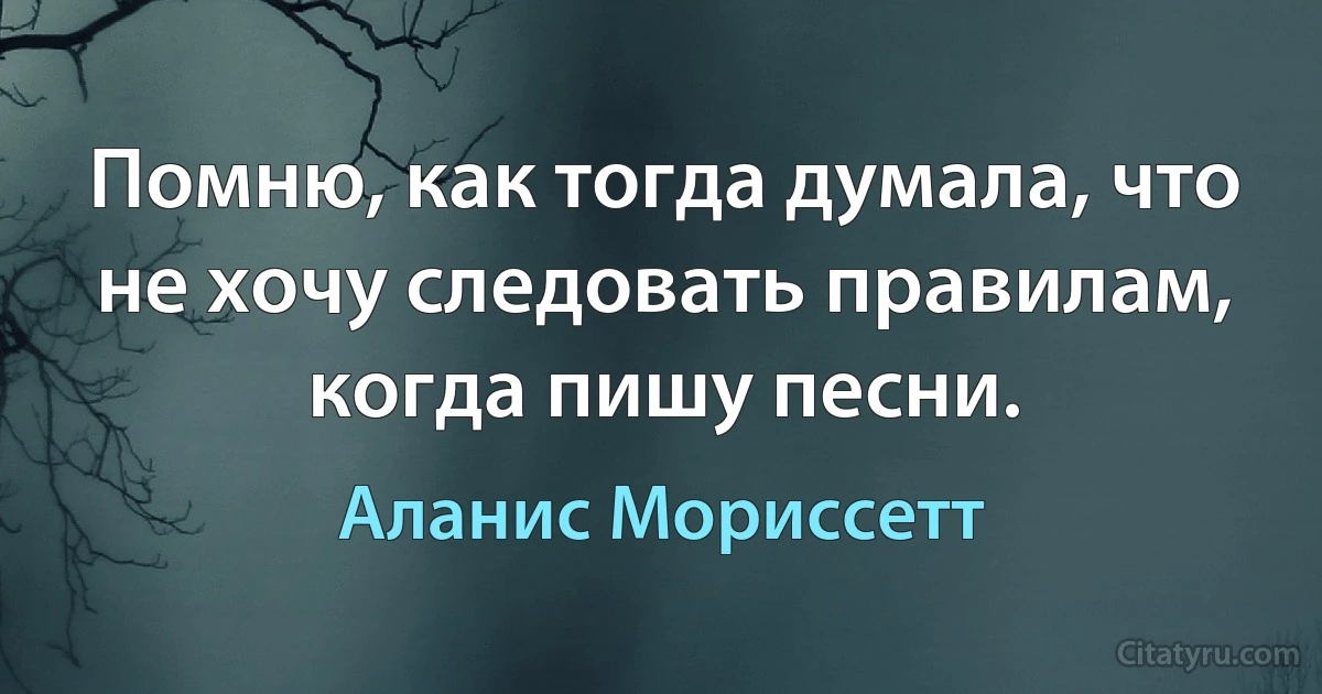 Помню, как тогда думала, что не хочу следовать правилам, когда пишу песни. (Аланис Мориссетт)