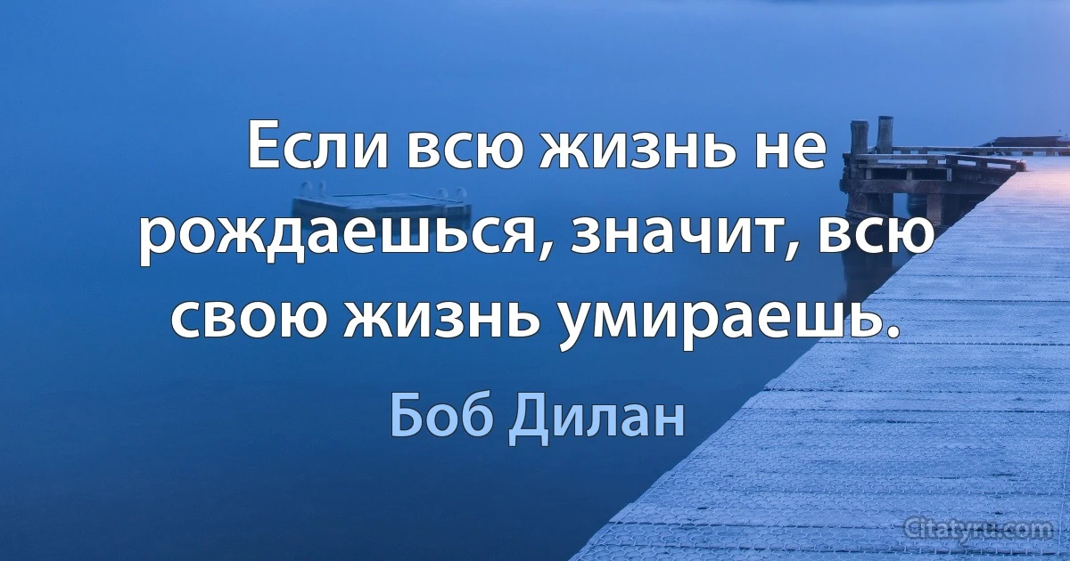 Если всю жизнь не рождаешься, значит, всю свою жизнь умираешь. (Боб Дилан)