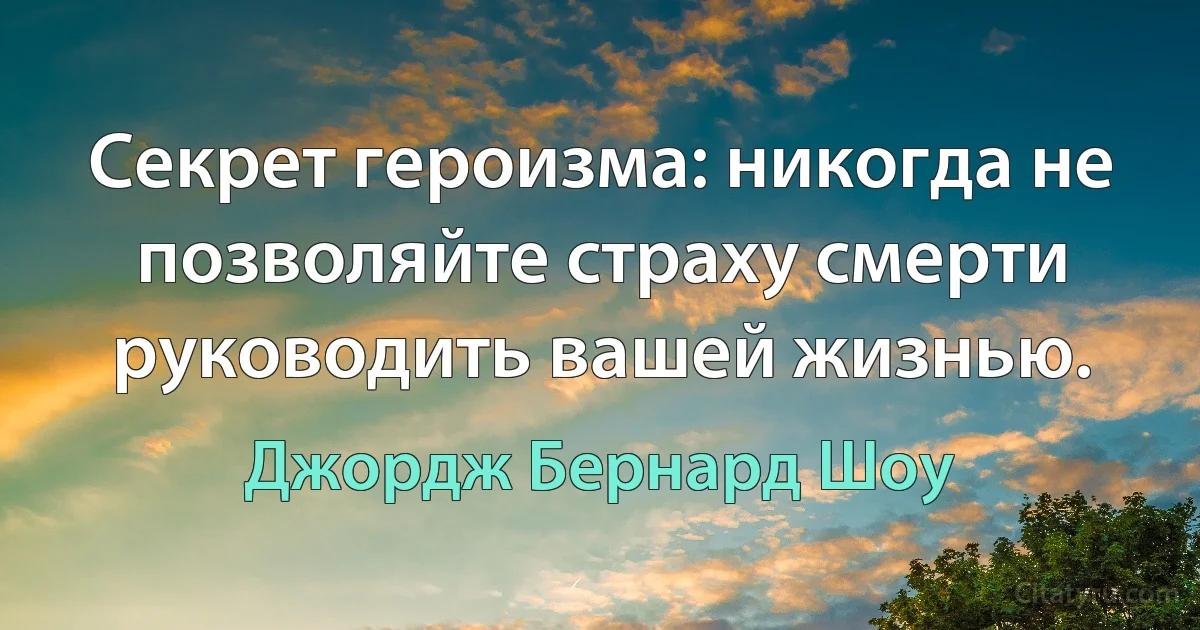 Секрет героизма: никогда не позволяйте страху смерти руководить вашей жизнью. (Джордж Бернард Шоу)