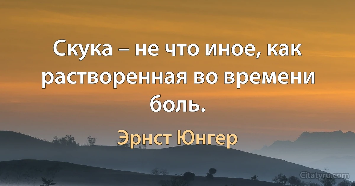 Скука – не что иное, как растворенная во времени боль. (Эрнст Юнгер)