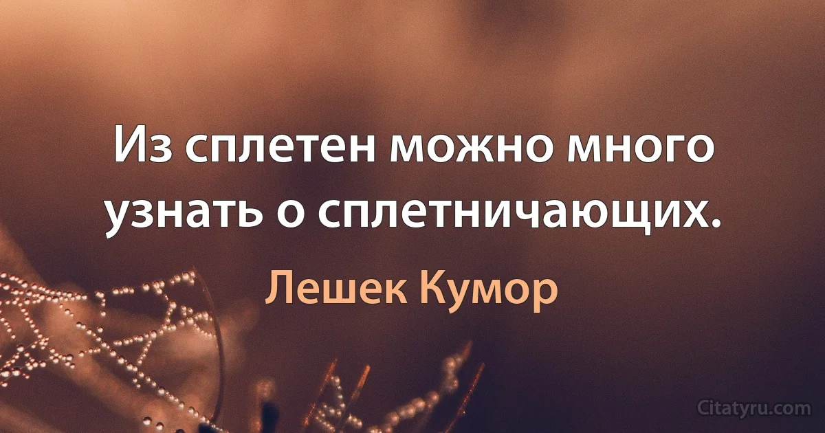 Из сплетен можно много узнать о сплетничающих. (Лешек Кумор)