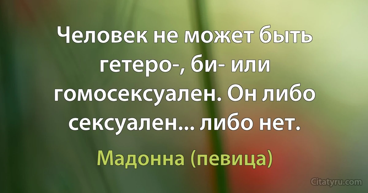 Человек не может быть гетеро-, би- или гомосексуален. Он либо сексуален... либо нет. (Мадонна (певица))