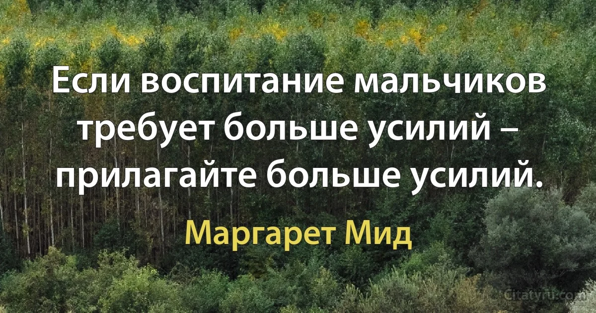 Если воспитание мальчиков требует больше усилий – прилагайте больше усилий. (Маргарет Мид)