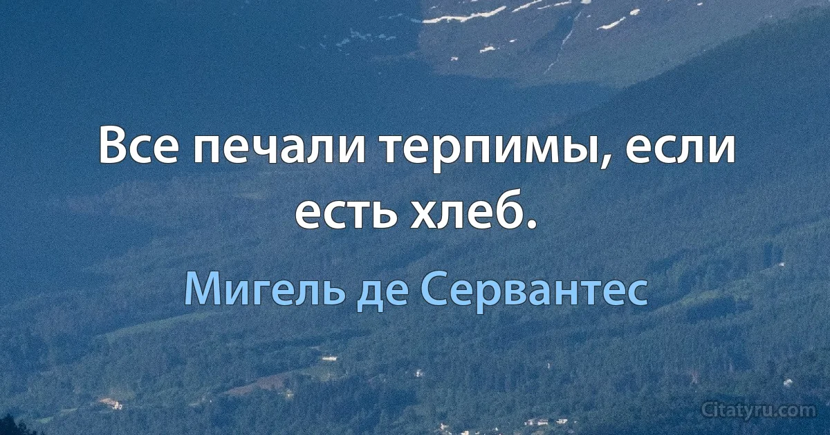 Все печали терпимы, если есть хлеб. (Мигель де Сервантес)