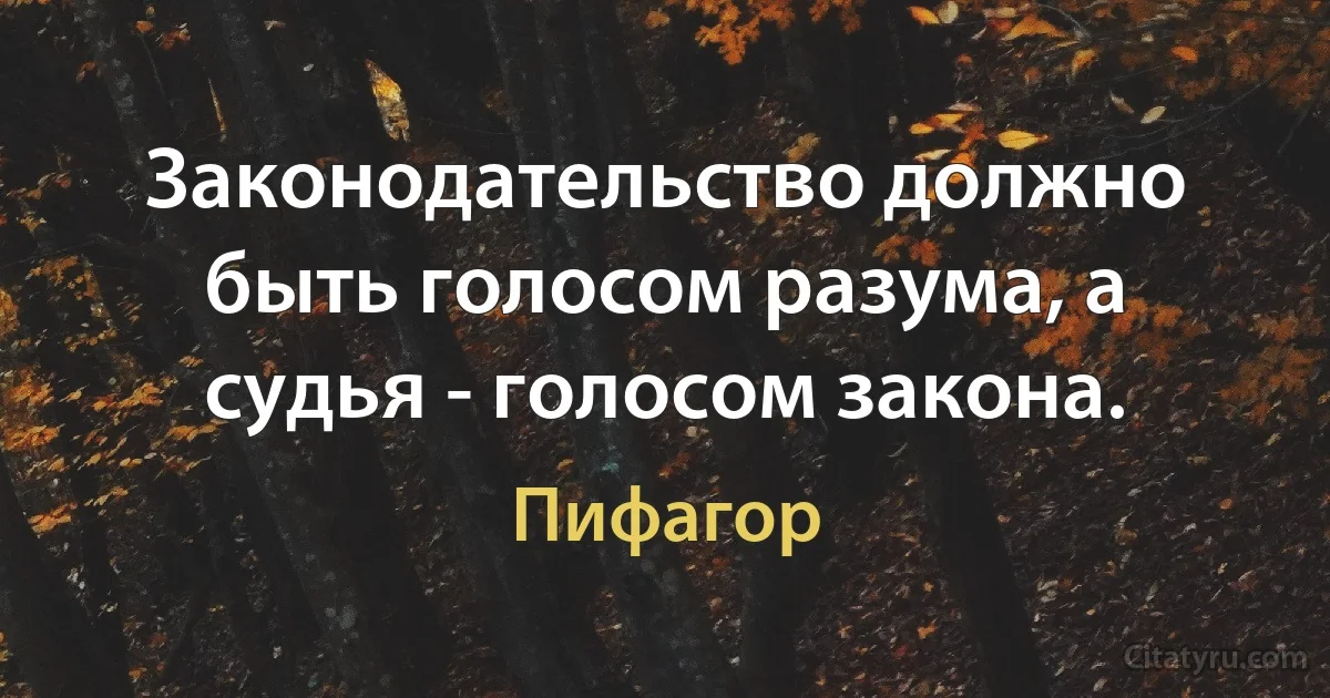 Законодательство должно быть голосом разума, а судья - голосом закона. (Пифагор)