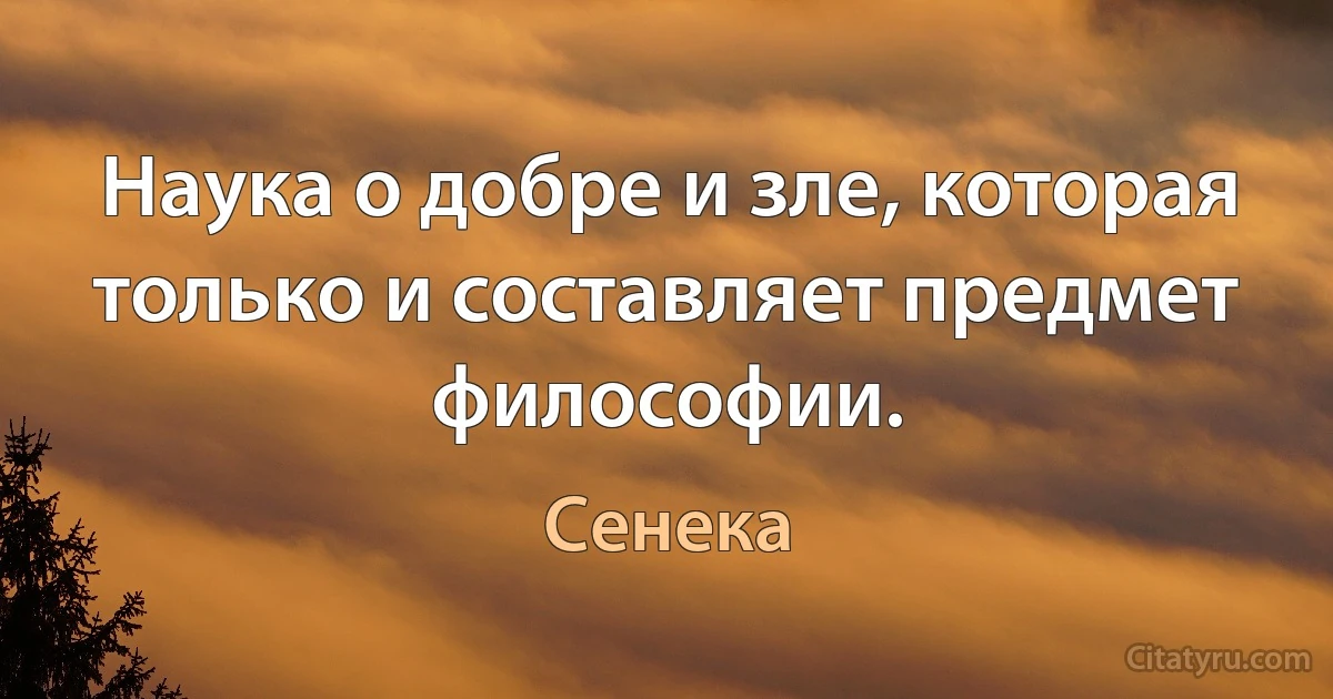 Наука о добре и зле, которая только и составляет предмет философии. (Сенека)