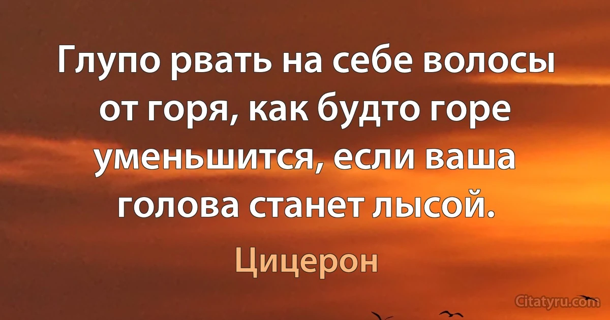 Глупо рвать на себе волосы от горя, как будто горе уменьшится, если ваша голова станет лысой. (Цицерон)