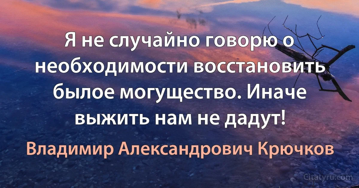 Я не случайно говорю о необходимости восстановить былое могущество. Иначе выжить нам не дадут! (Владимир Александрович Крючков)