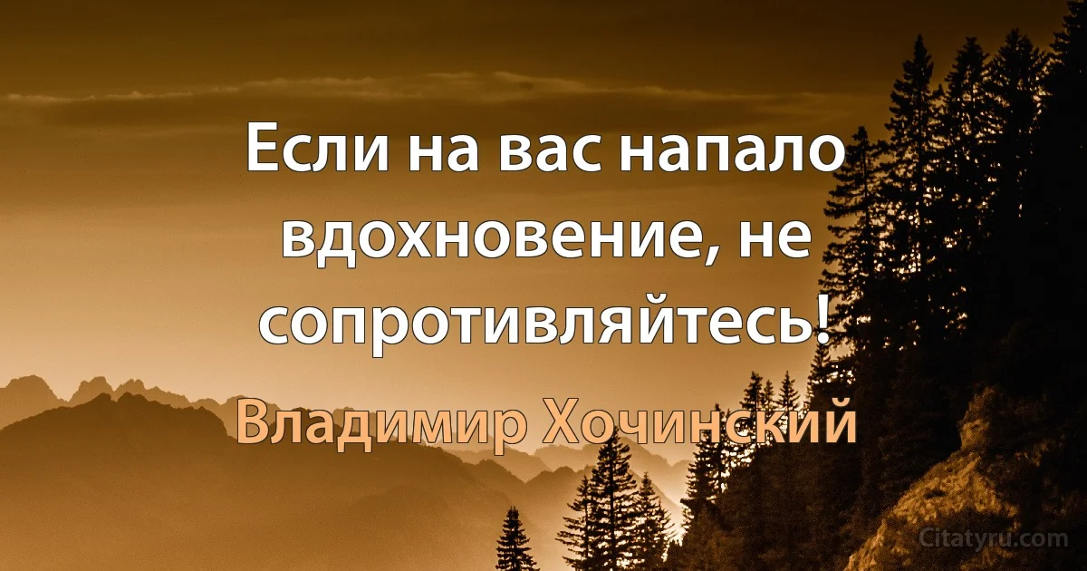 Если на вас напало вдохновение, не сопротивляйтесь! (Владимир Хочинский)