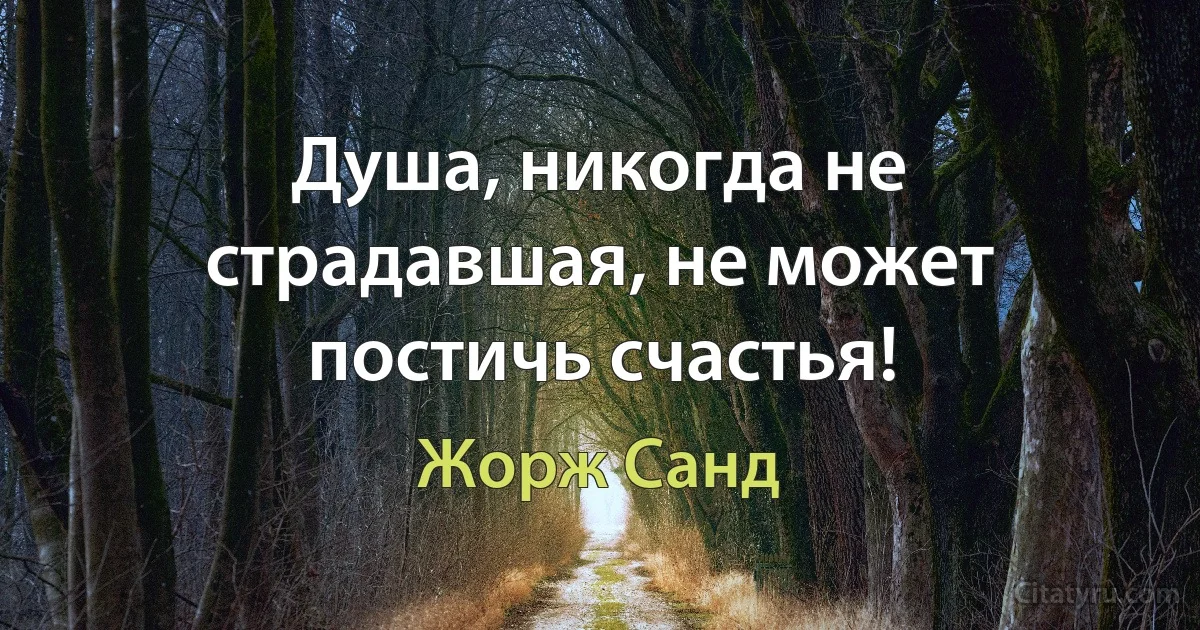 Душа, никогда не страдавшая, не может постичь счастья! (Жорж Санд)