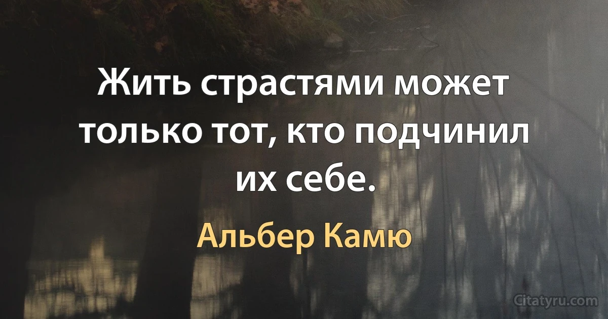 Жить страстями может только тот, кто подчинил их себе. (Альбер Камю)