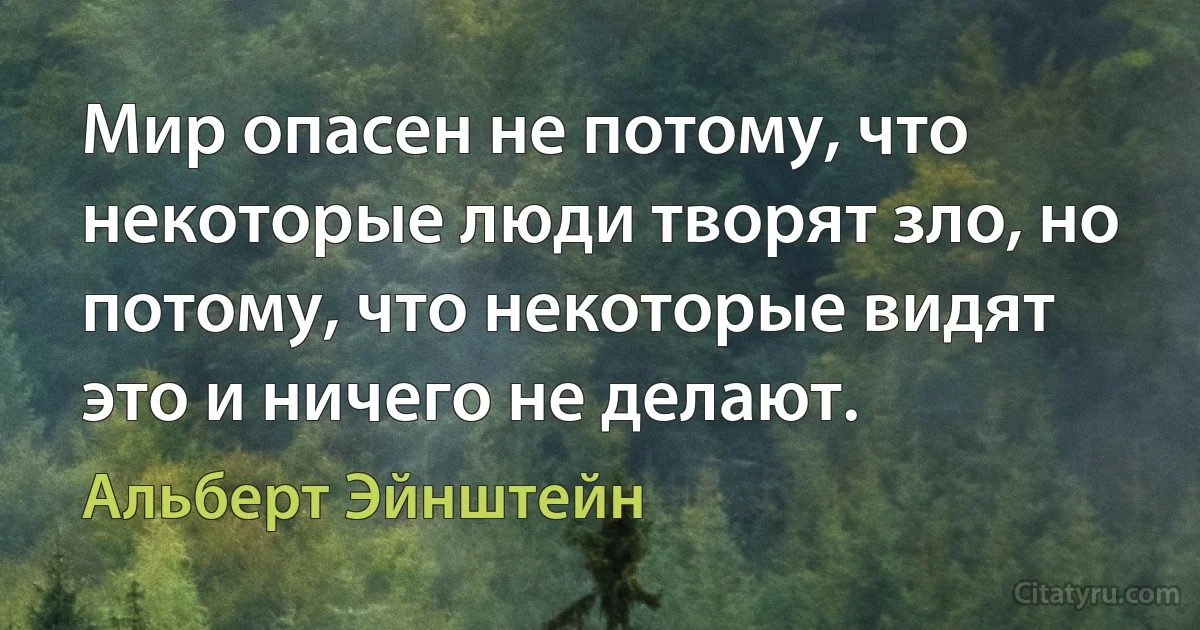 Мир опасен не потому, что некоторые люди творят зло, но потому, что некоторые видят это и ничего не делают. (Альберт Эйнштейн)