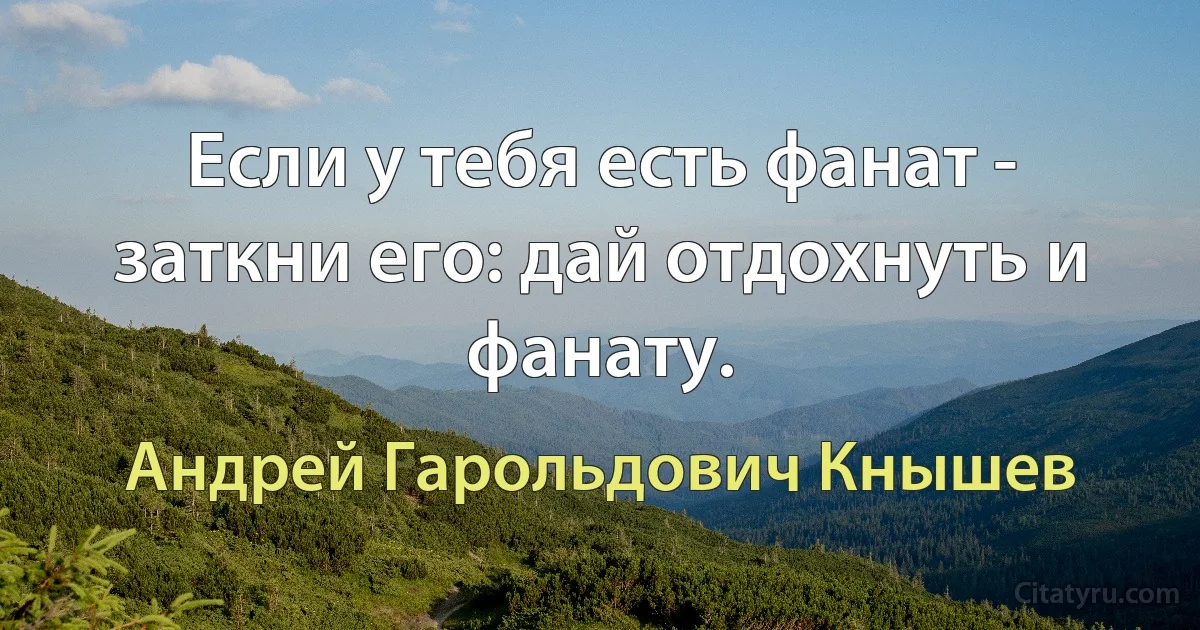 Если у тебя есть фанат - заткни его: дай отдохнуть и фанату. (Андрей Гарольдович Кнышев)