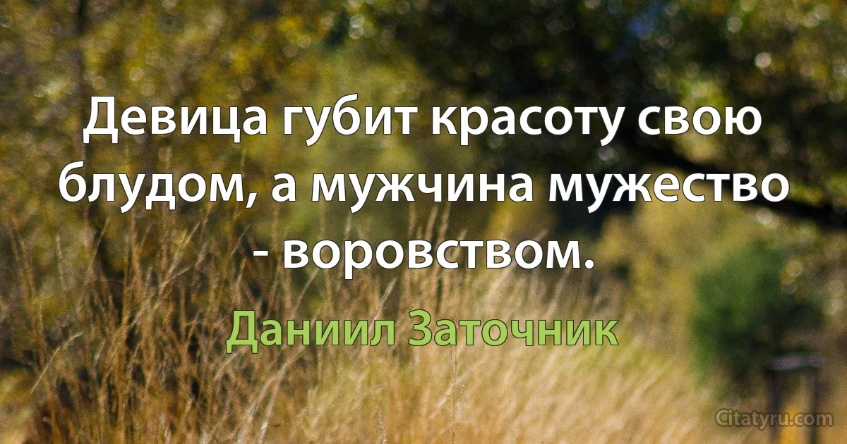 Девица губит красоту свою блудом, а мужчина мужество - воровством. (Даниил Заточник)