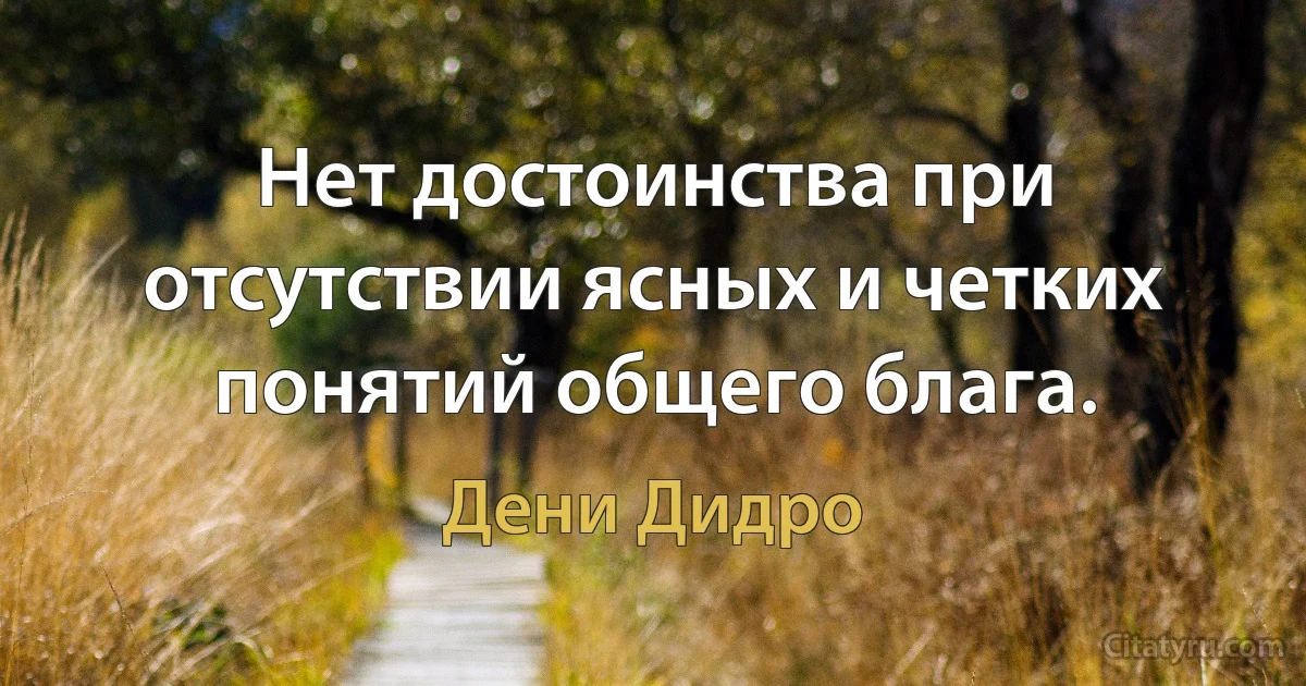 Нет достоинства при отсутствии ясных и четких понятий общего блага. (Дени Дидро)