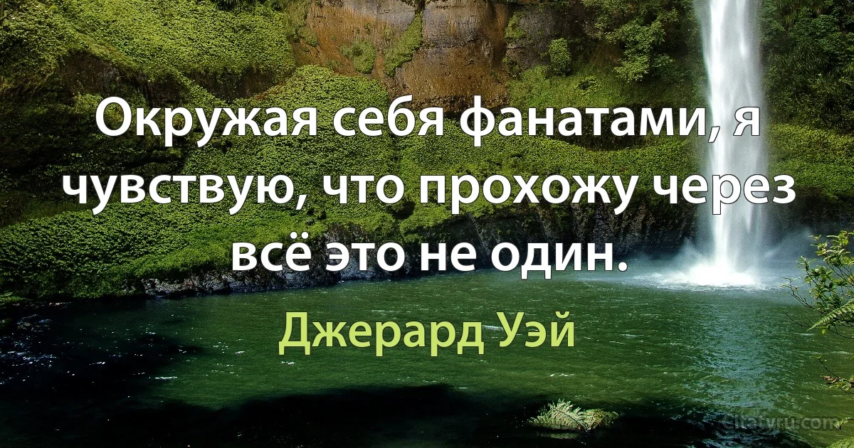 Окружая себя фанатами, я чувствую, что прохожу через всё это не один. (Джерард Уэй)