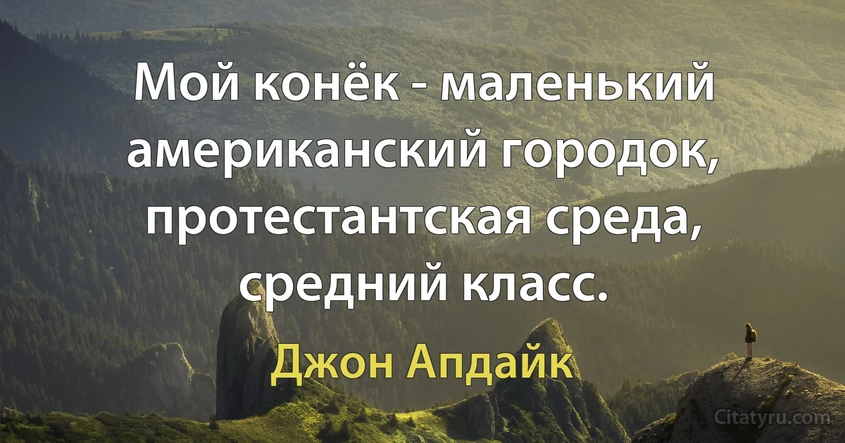 Мой конёк - маленький американский городок, протестантская среда, средний класс. (Джон Апдайк)