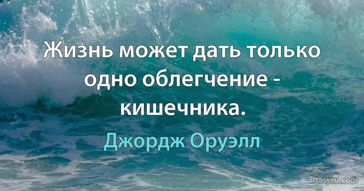 Жизнь может дать только одно облегчение - кишечника. (Джордж Оруэлл)