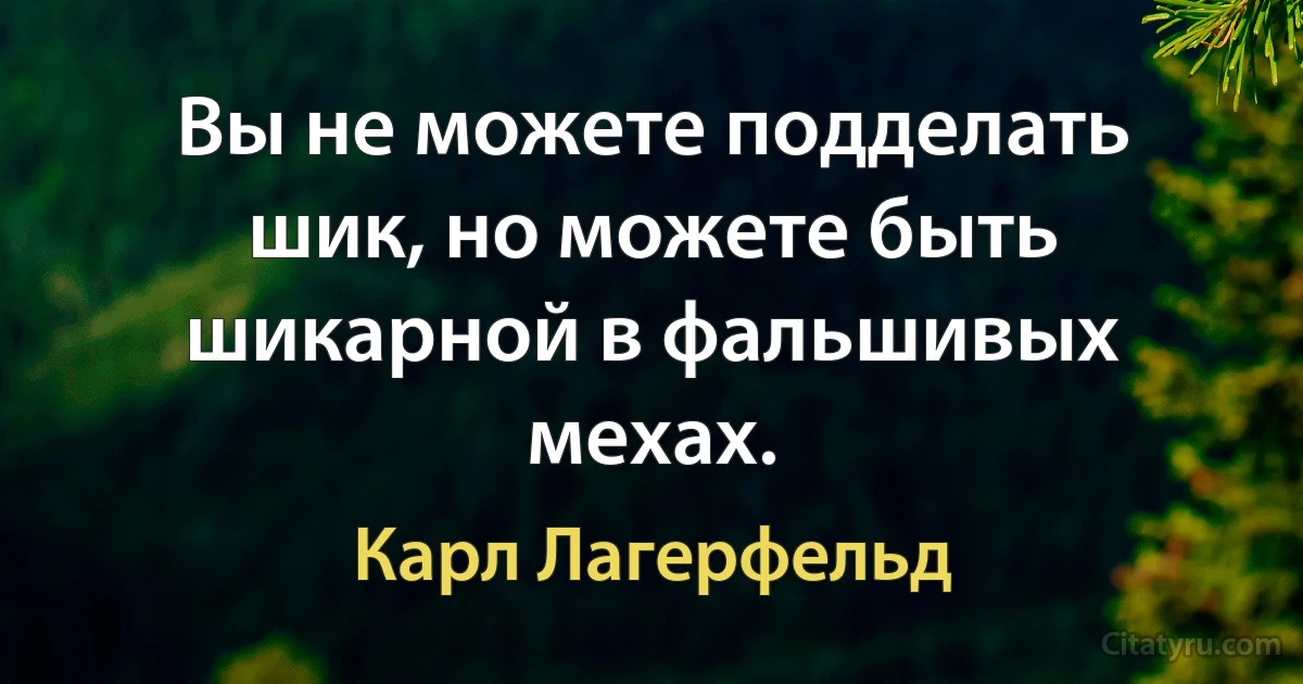 Вы не можете подделать шик, но можете быть шикарной в фальшивых мехах. (Карл Лагерфельд)