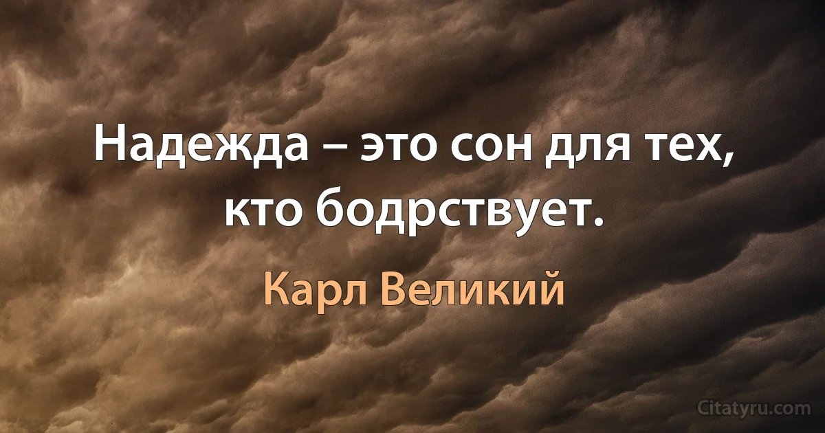 Надежда – это сон для тех, кто бодрствует. (Карл Великий)