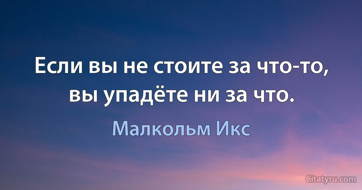 Если вы не стоите за что-то, вы упадёте ни за что. (Малкольм Икс)