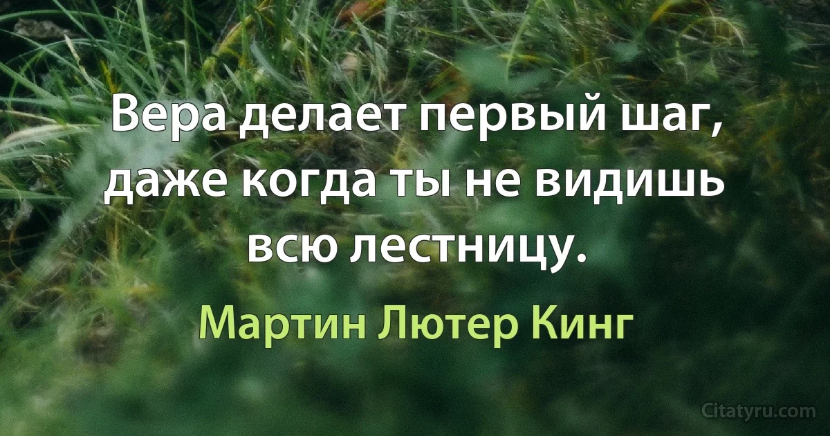 Вера делает первый шаг, даже когда ты не видишь всю лестницу. (Мартин Лютер Кинг)