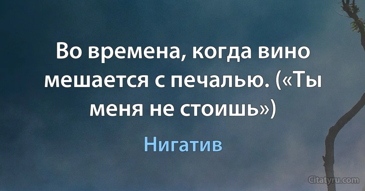 Во времена, когда вино мешается с печалью. («Ты меня не стоишь») (Нигатив)