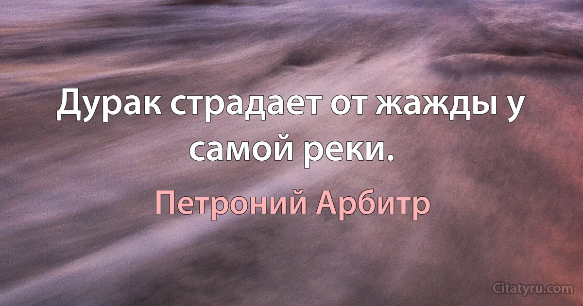 Дурак страдает от жажды у самой реки. (Петроний Арбитр)