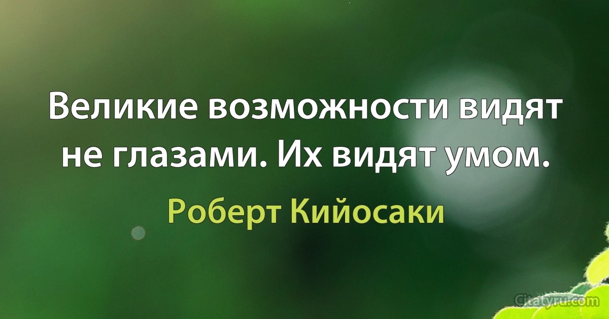 Великие возможности видят не глазами. Их видят умом. (Роберт Кийосаки)