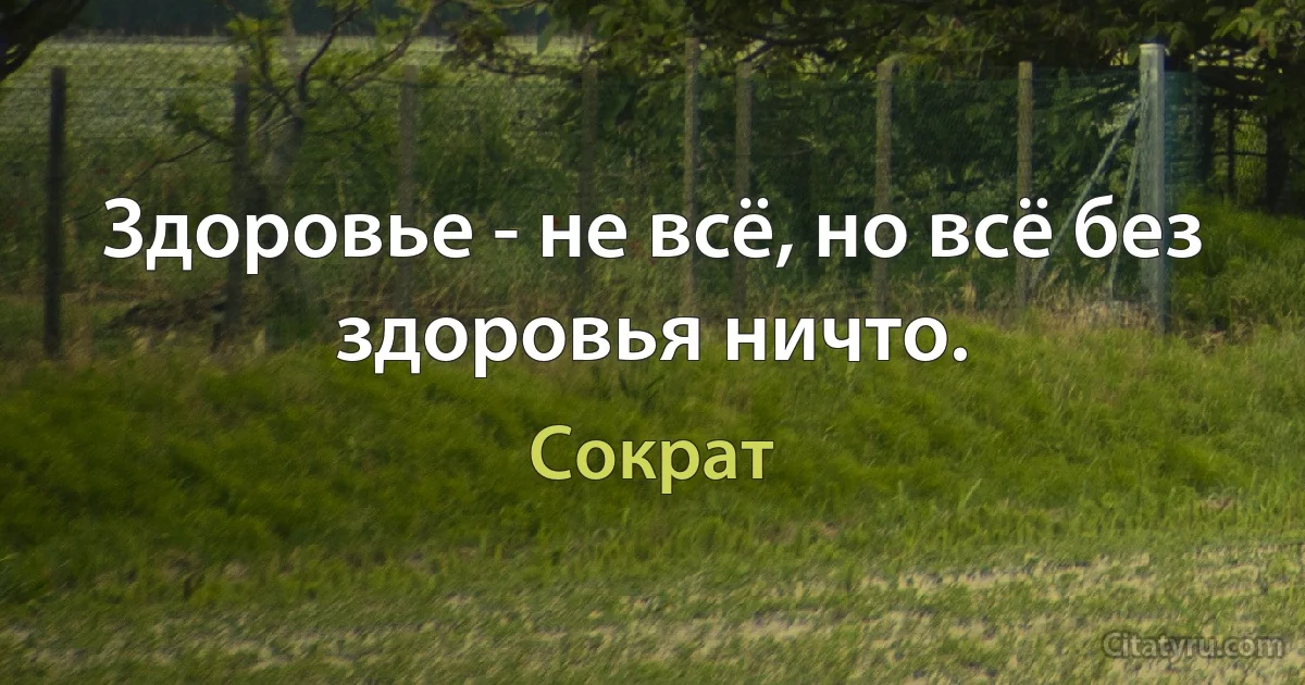 Здоровье - не всё, но всё без здоровья ничто. (Сократ)