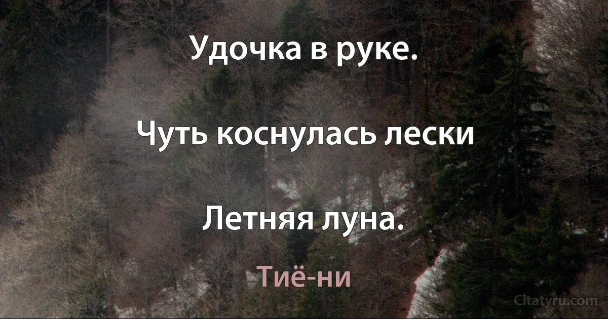 Удочка в руке.

Чуть коснулась лески

Летняя луна. (Тиё-ни)